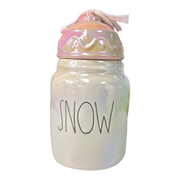 Rae Dunn "SNOW" Iridescent Ornament Figural Canister - Picture 1 of 1
